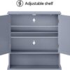 Bathroom Mirror Storage Cabinet Modern Toilet Cupboard Grey - Image 5