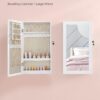 Wall Mounted Jewellery Cabinet Mirror with Storage Lockable Mirrored Cabinet White - Image 2