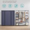 Fabric Portable Wardrobe for Bedroom Clothes Rail Navy Blue Fabric Wardrobe - Image 3