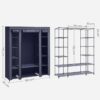 Fabric Portable Wardrobe for Bedroom Clothes Rail Navy Blue Fabric Wardrobe - Image 5