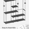 Portable Open Wardrobe, Clothes Rack, Freestanding Wardrobe with Clothes Rails and Fabric Shelves for Bedroom, 43 x 182 x 182 cm Black RYG037B02 - Image 7