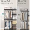 Portable Open Wardrobe, Clothes Rack, Freestanding Wardrobe with Clothes Rails and Fabric Shelves for Bedroom, 43 x 182 x 182 cm Black RYG037B02 - Image 3