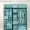 Portable Open Wardrobe, Clothes Rack, Freestanding Wardrobe with Clothes Rails and Fabric Shelves for Bedroom, 43 x 182 x 182 cm Black RYG037B02 - Image 4
