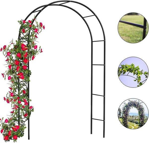 Garden Arch Green Metal - Heavy Duty Steel Frame