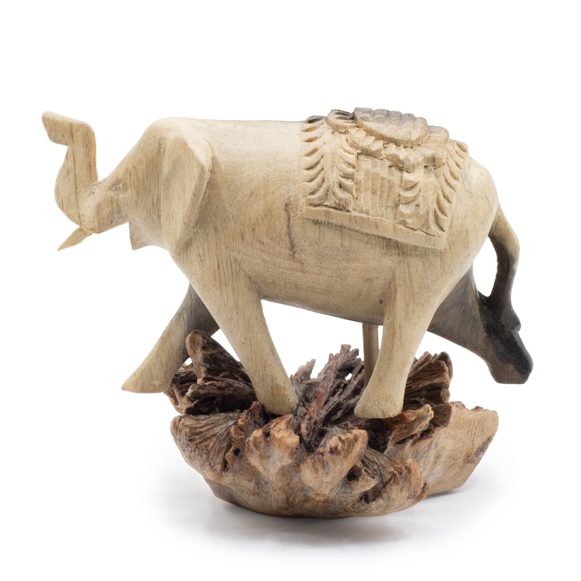 Handmade Parasite Wood Art Carving - Elephant Walking - Image 3
