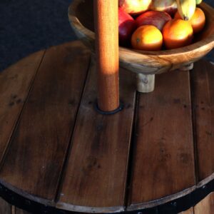 Beer Barrel Table & Parasol Stand – Natural Wood 60 x 48.5 cm