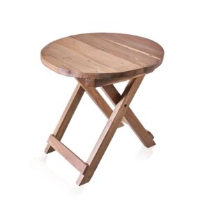 Round Folding Coffee Table – 50cm – Recycled Wood