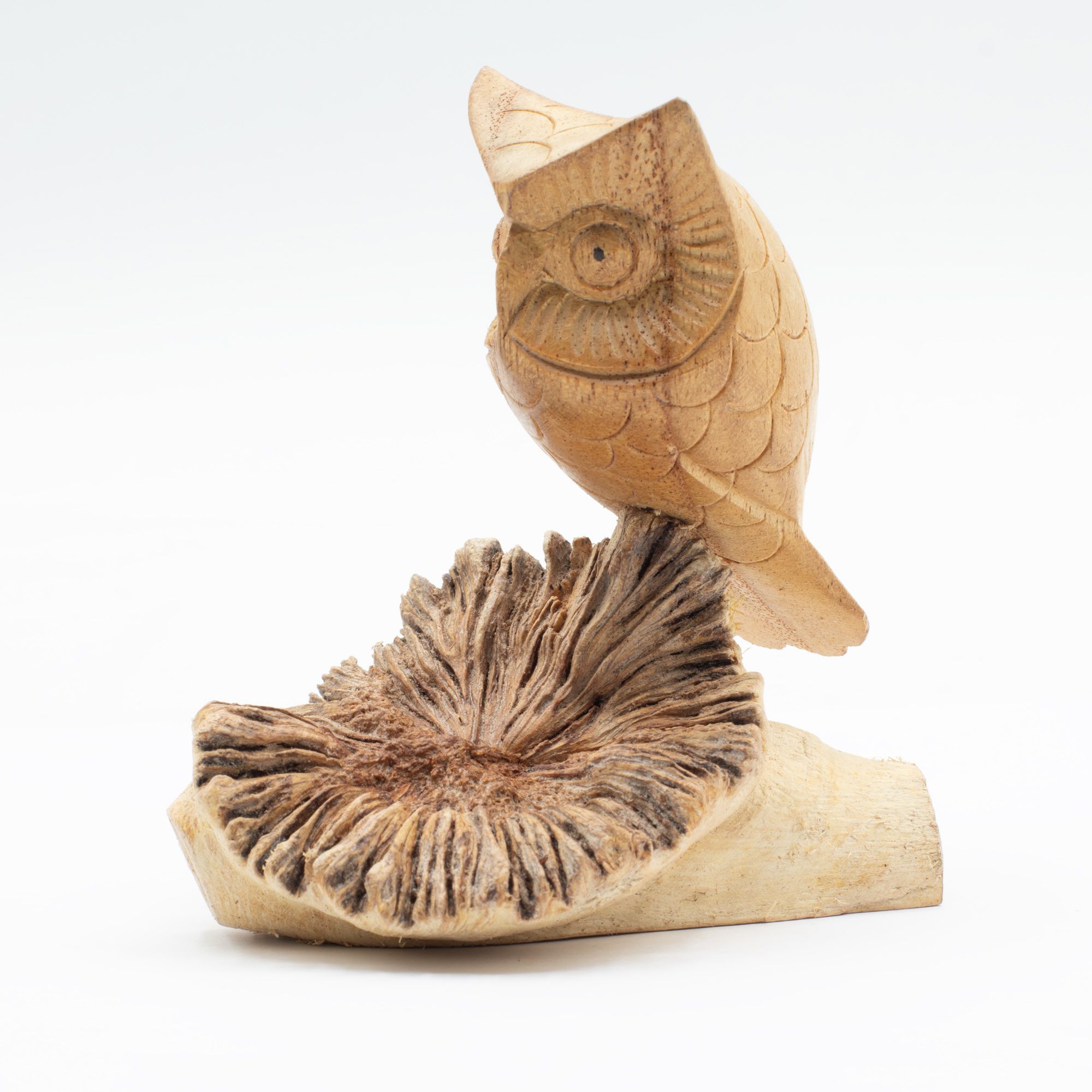 Handmade Parasite Wood Art Carving - Owl Watching - Image 5