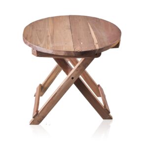 Round Folding Coffee Table – 50cm – Recycled Wood