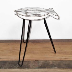 Albasia Wood Fish Stand – Whitewash