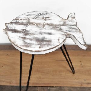 Albasia Wood Fish Stand – Whitewash