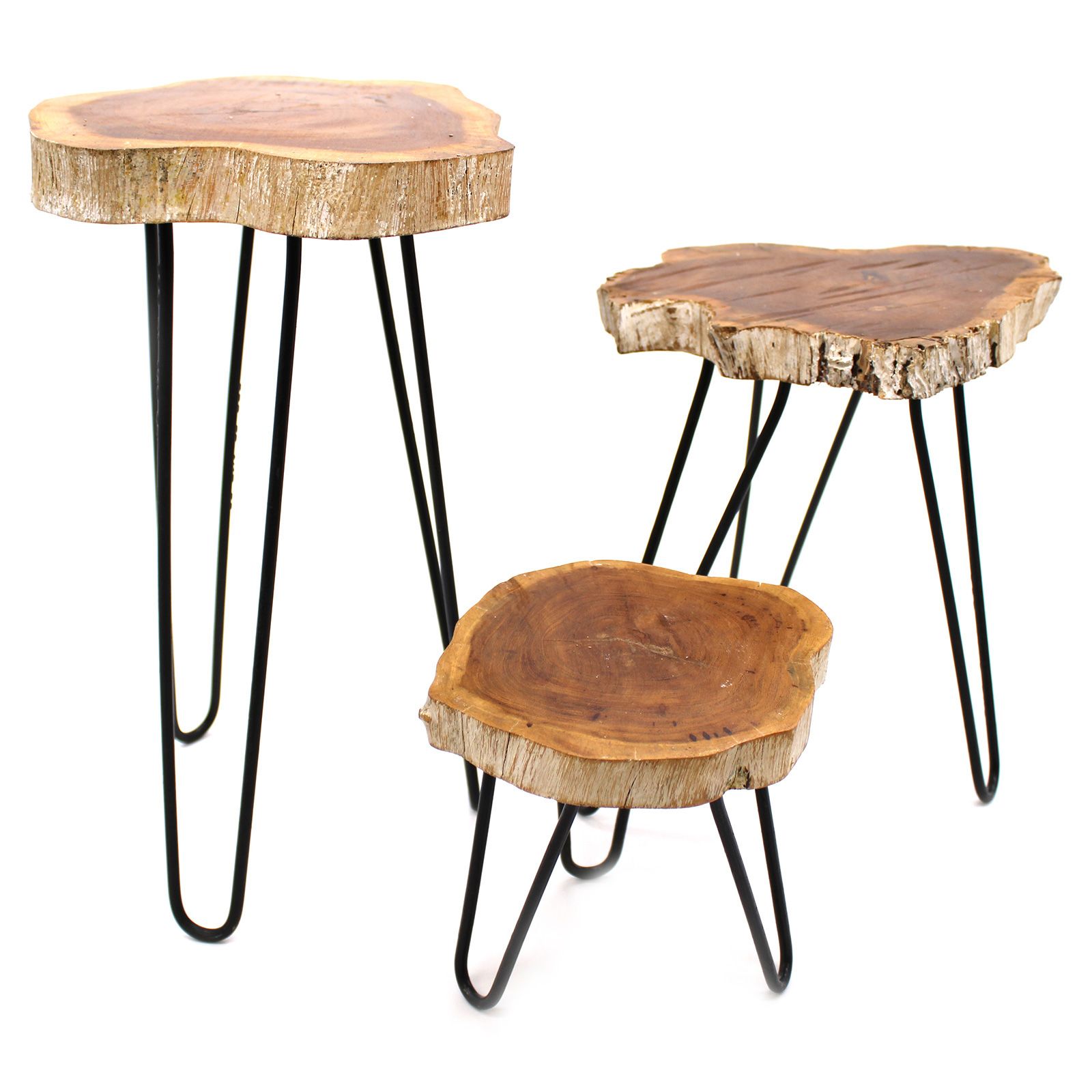 Set of 3 Gamal Wood Plant Stands - Whitewash - Image 9
