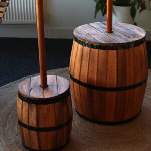 Beer Barrel Table & Parasol Stand – Natural Wood 60 x 48.5 cm