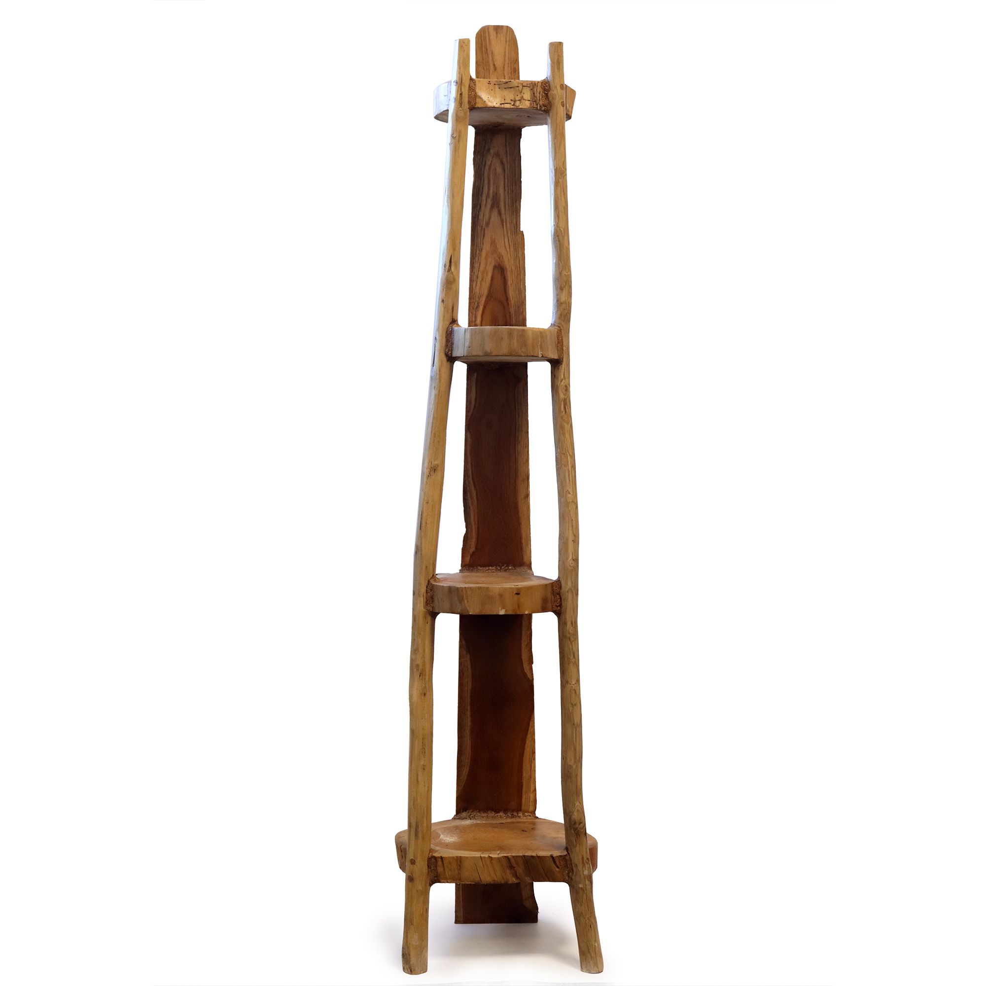 Natural Teak Corner Unit 4 Shelves - 135cm high - Image 3