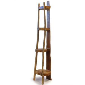 Natural Teak Corner Unit 4 Shelves – 135cm high