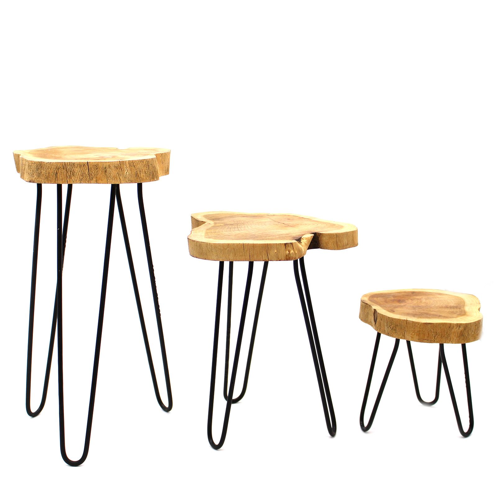 Set of 3 Gamal Wood Plant Stands - Natural - Image 5