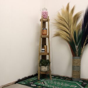 Natural Teak Corner Unit 4 Shelves – 135cm high