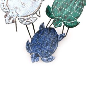 Set of 3 Albasia Wood Plant Stands – Turtles