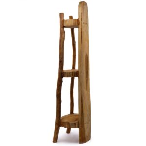 Natural Teak Corner Unit 3 Shelves – 90cm high