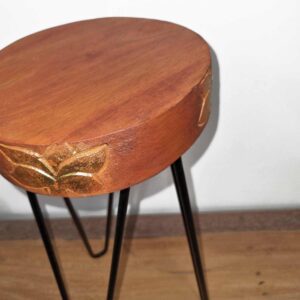 Albasia Wood Plant Stand – Terracotta & black detail