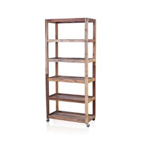 Six Shelf Display with Casters – Recycled Wood
