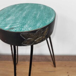 Albasia Wood Plant Stand – Turquoise & gold detail