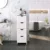 FS Bathroom Floor Storage Cabinet, Bathroom Storage with 4 Drawers, Bathroom Cabinet Freestanding, 30 x 30 x 82 cm, Modern Style, White LHC40W