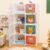 FS Cartoon Clothes Closet, Portable Kids Wardrobe with Hanging Section, Children Storage Unit for Bedroom Nursery (White, 8 Cubes Animal: 75 x 37 x 145cm)