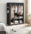 Clothes Wardrobe Portable Closet with Cover, 130 x 45 x 167 cm, 3 Hanging Rails, Shelves, 4 Side Pockets, Large Capacity for Bedroom, Living Room, Black RYG092B02