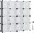 FRAMESPOT 16-Cube Storage Unit, Shoe Rack, Stackable Cubes, Plastic Closet Cabinet, Wardrobe, with Doors, for Bedroom, Office