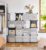 FS16-Cube Storage Wardrobe Unit, Shoe Rack, Stackable Cubes, Plastic Closet Cabinet, Wardrobe, with Doors, for Bedroom, Office, Easy to Assemble, Black and White LPC44HS